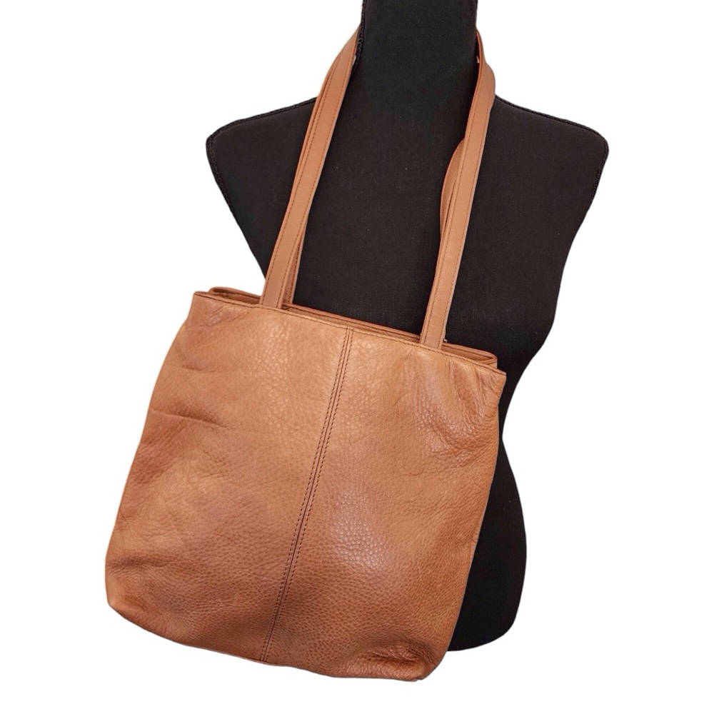 EVAN PICONE Vintage Brown Leather Handbag Purse - Ladies Camel Clr Shoulder Bag - Picture 2 of 16